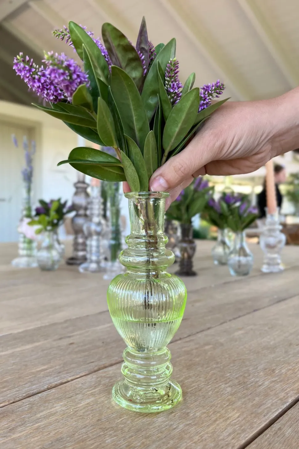 Florero De Cristal Con Diseño Venecia Verde Claro Grande