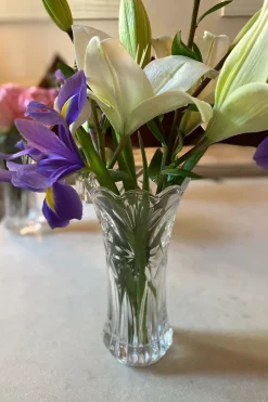 Florero De Cristal Diseño Flores