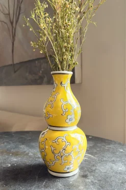 Florero De Porcelana Amarillo Diseño Sumire