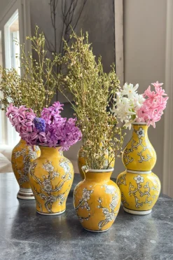 Florero De Porcelana Amarillo Diseño Sakura