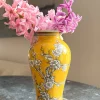 Florero De Porcelana Amarillo Diseño Botan