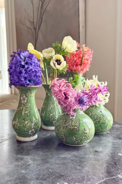 Florero De Porcelana Verde Diseño Tsubaki