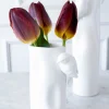 Florero Porcelana Blanco Con Pájaros Pequeño