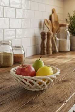 Frutero De Porcelana Diseño Trenzado Pequeño
