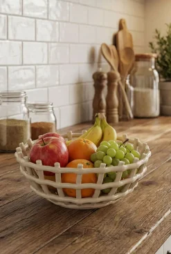 Frutero De Porcelana Diseño Trenzado Grande