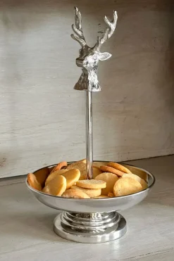 Frutero Plateado Con Diseño De Ciervo