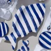 Fuente Grande De Cerámica Con Diseño De Pez De Rayas Azules