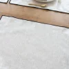 Individual De Lino Impermeable Blanco Con Borde Negro