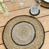 Individual Redondo de Seagrass Beige y Negro