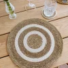Individual Redondo de Seagrass Beige y Blanco