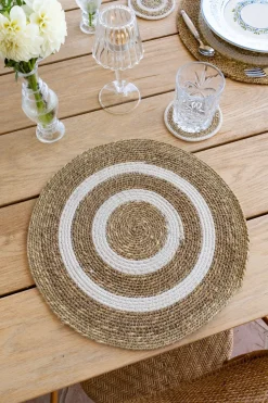 Individual Redondo de Seagrass Beige y Blanco