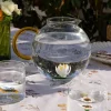 JARRA GLOBO DE VIDRIO SOPLADO CON FIGURA FLOR