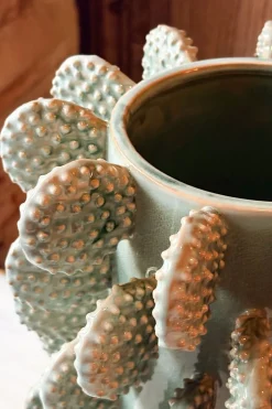 Jarrón Alto Con Diseño De Cactus Verde
