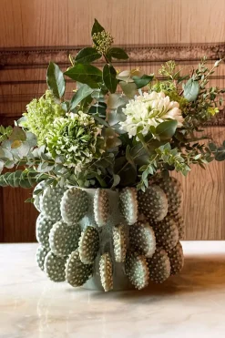 Jarrón Bajo Con Diseño De Cactus Verde