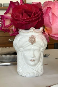 Jarrón Busto Diseño Hindú Blanco