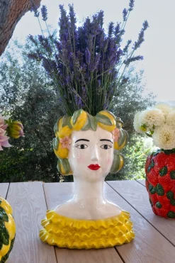 Jarrón Busto Lady Limones De Porcelana