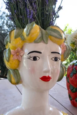 Jarrón Busto Lady Limones De Porcelana