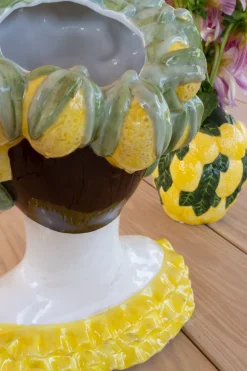 Jarrón Busto Lady Limones De Porcelana
