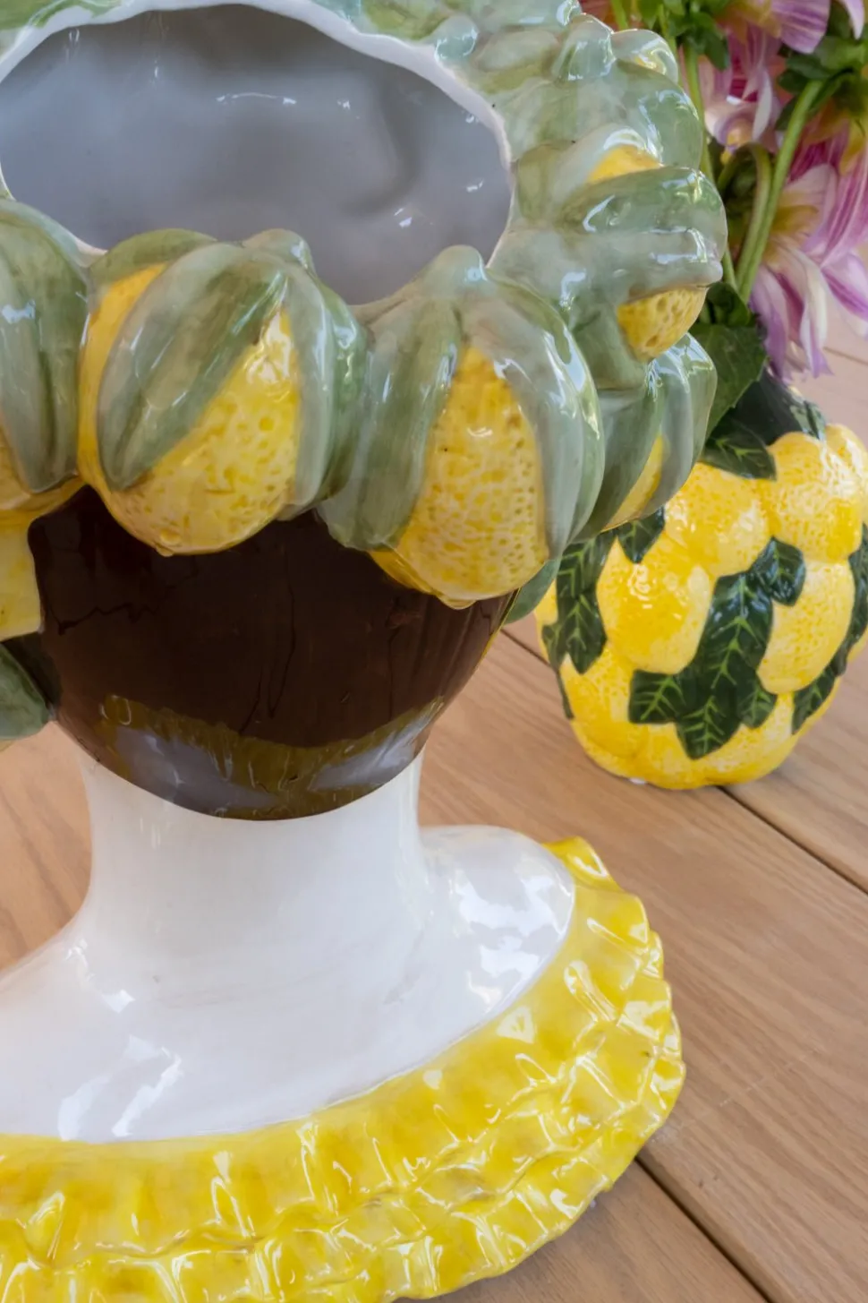 Jarrón Busto Lady Limones De Porcelana