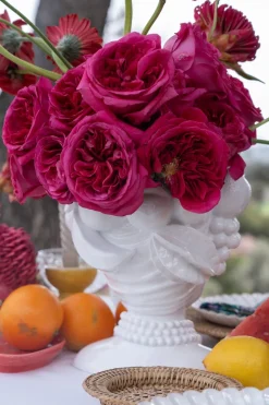 Jarrón Busto Lady Tutti Fruti Blanco De Porcelana