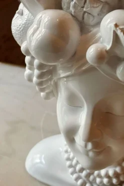Jarrón Busto Lady Tutti Fruti Blanco De Porcelana