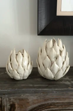 Jarrón Con Diseño De Alcachofa Blanco Grande