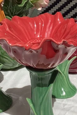Jarrón Con Diseño De Amapola Roja