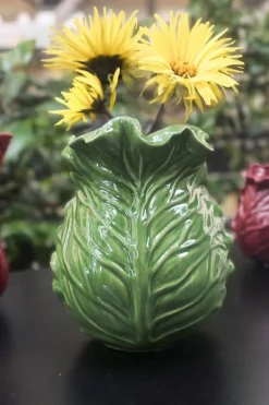 Jarrón Con Diseño De Col Verde