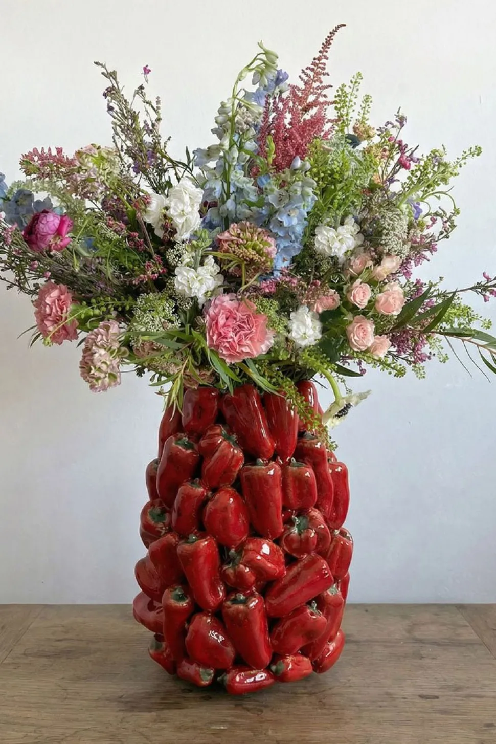 Jarrón Con Diseño De Pimientos Rojos Grande