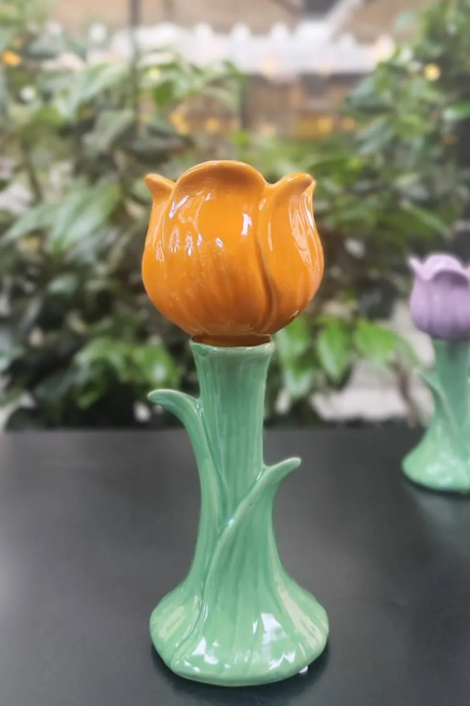 Jarrón Con Diseño De Tulipán Naranja
