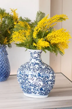 Jarrón De Porcelana Azul Y Blanco Modelo Hida