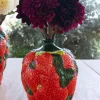 Jarrón Diseño Fresas De Porcelana Pequeño