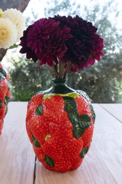 Jarrón Diseño Fresas De Porcelana Pequeño