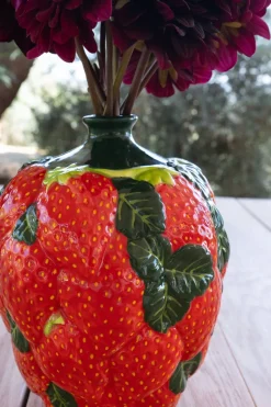 Jarrón Diseño Fresas De Porcelana Pequeño