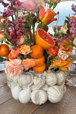 Jarrón Diseño Frutas Blanco