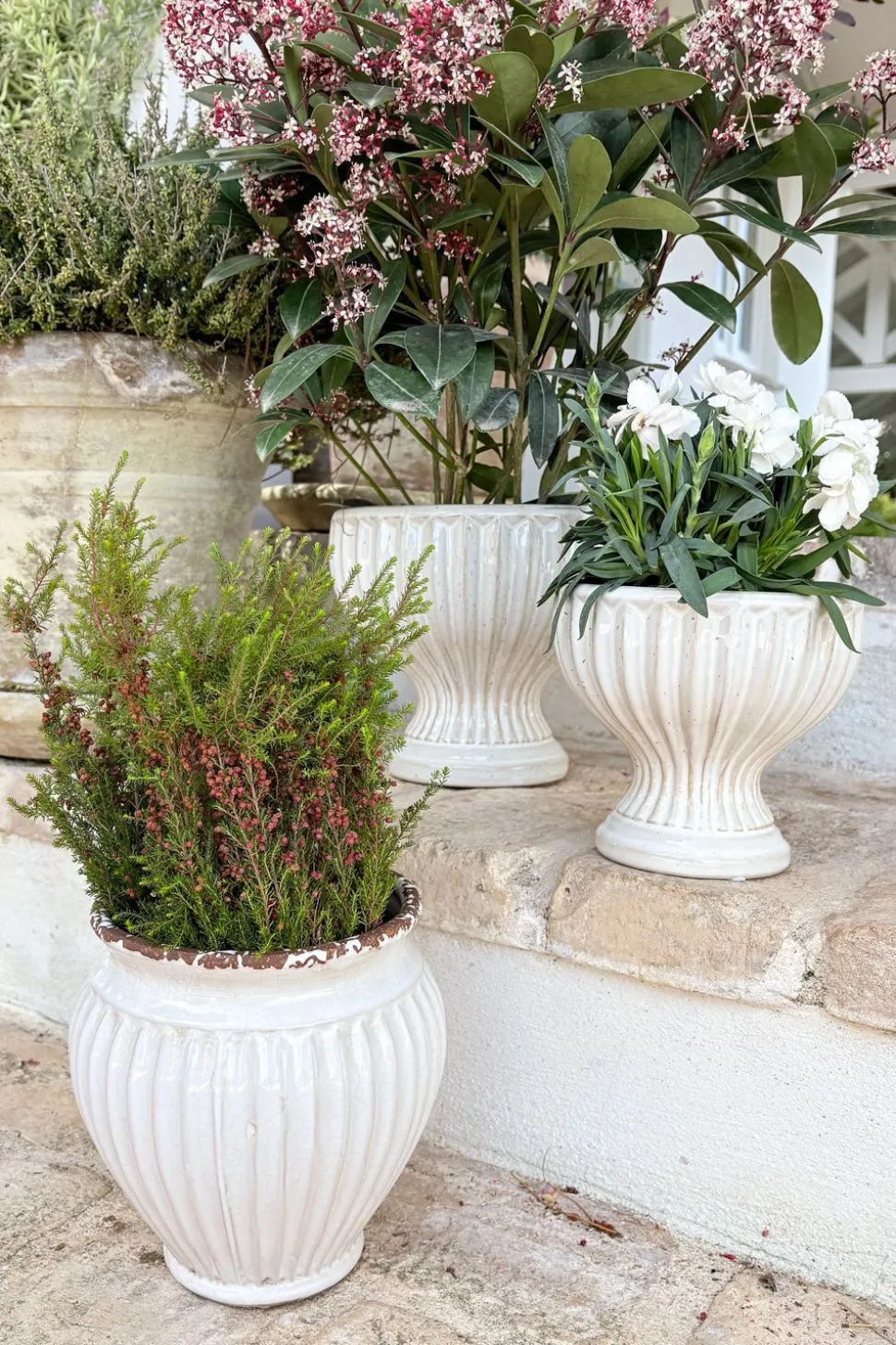 Jarrón Diseño Vasija De Porcelana Blanco Roto