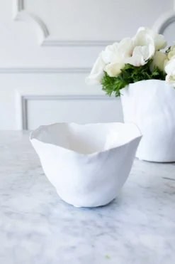 Jarrón Irregular De Porcelana Blanco Brillante 9 Cm
