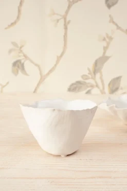 Jarrón Irregular De Porcelana Blanco Brillante 9 Cm
