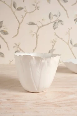 Jarrón Irregular De Porcelana Blanco Brillante 12 Cm