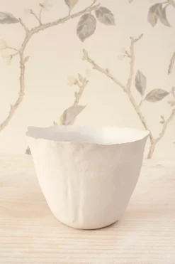 Jarrón Irregular De Porcelana Blanco Mate 11,5 Cm