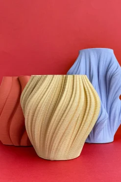 Jarrón Irregular Efecto 3D Azul Alto
