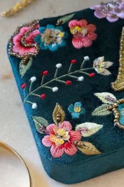Joyeros De Terciopelo Con Iniciales Y Flores Bordadas