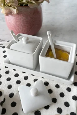 Juego 3 Piezas Cerámica Blanca