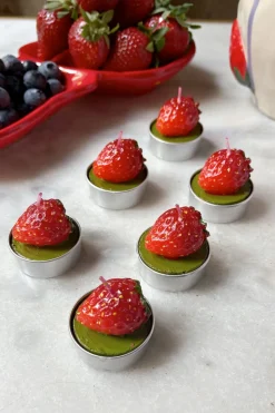 Juego De 6 Velas Con Diseño De Fresas
