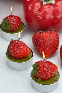 Juego De 6 Velas Con Diseño De Fresas