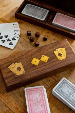 Juego De Cartas En Caja De Madera