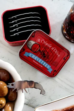 Lata Con Tenedores Para Aperitivos Con Forma De Gambas