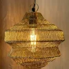 Lámpara Colgante De Hierro Dorado