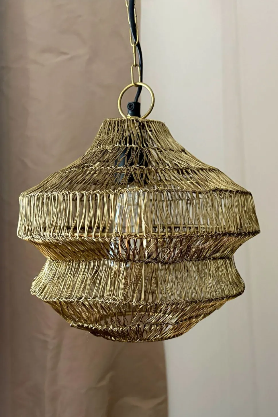 Lámpara Colgante De Hierro Dorado