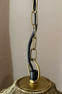 Lámpara Colgante De Hierro Dorado